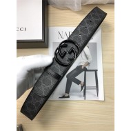 Gucci GG Supreme belt with G buckle 38mm Black/Grey High