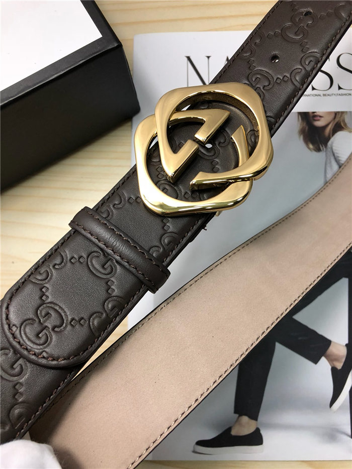 Gucci Signature belt with G buckle 38mm Gold High