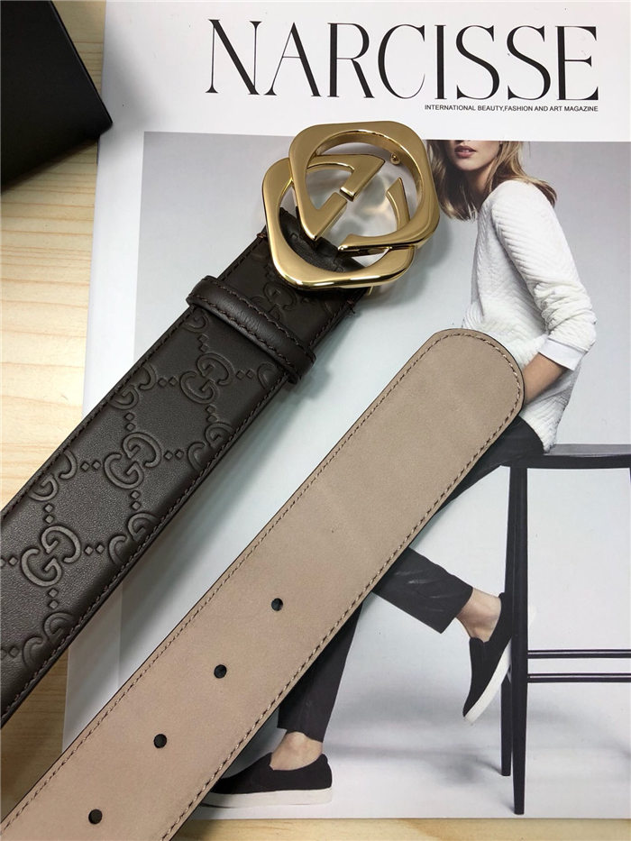 Gucci Signature belt with G buckle 38mm Gold High