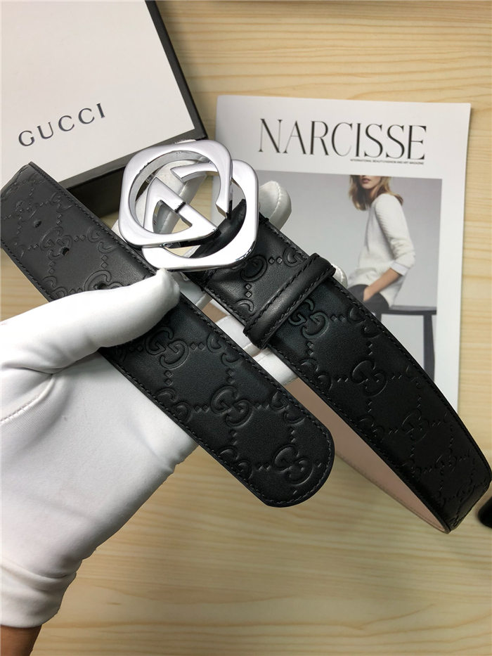 Gucci Signature belt with G buckle 38mm Silver High