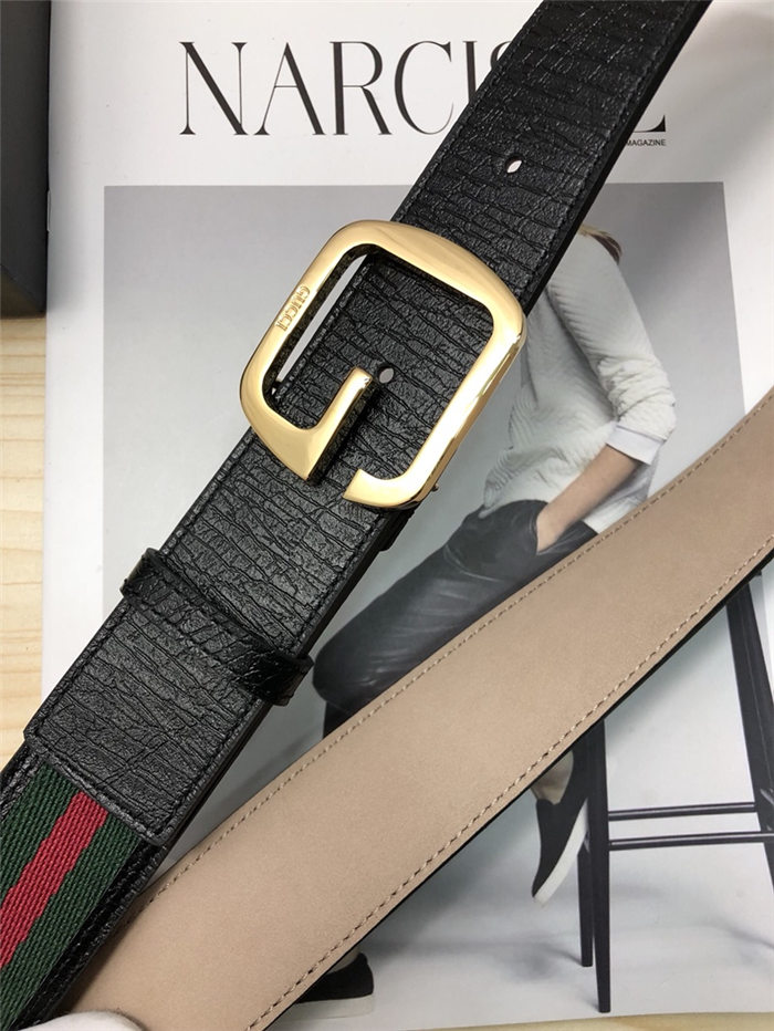 Gucci Web belt with G buckle Gold 38mm High