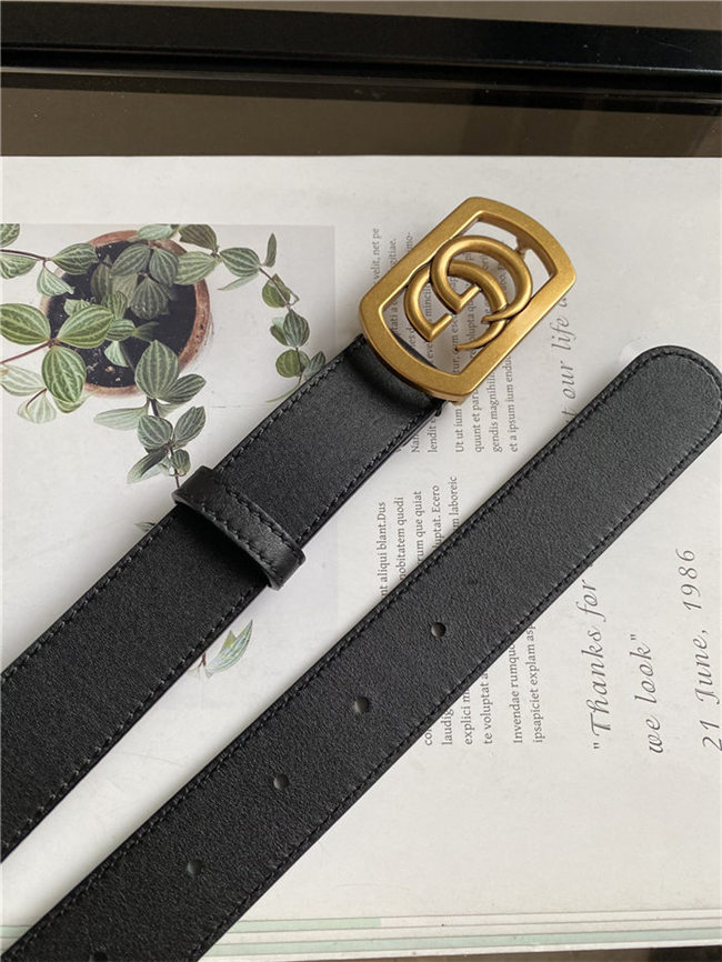 Gucci Thin belt with framed Double G buckle Anti-Gold 30mm High