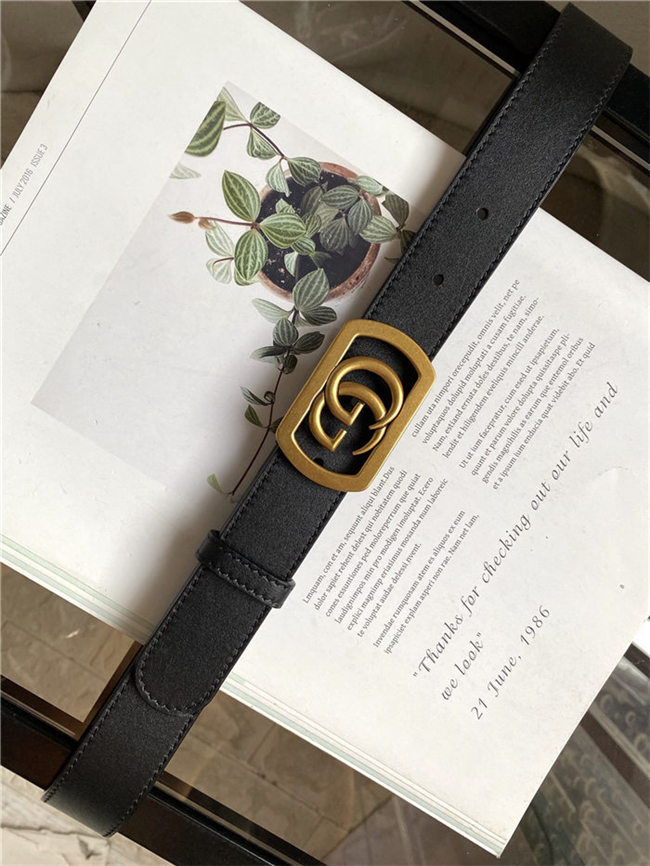 Gucci Thin belt with framed Double G buckle Anti-Gold 30mm High