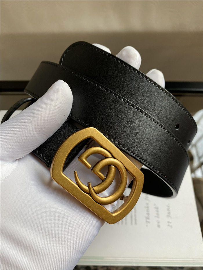 Gucci Thin belt with framed Double G buckle Anti-Gold 30mm High