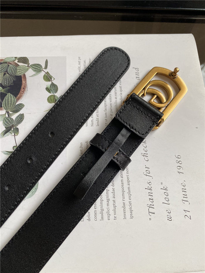 Gucci Thin belt with framed Double G buckle Anti-Gold 30mm High