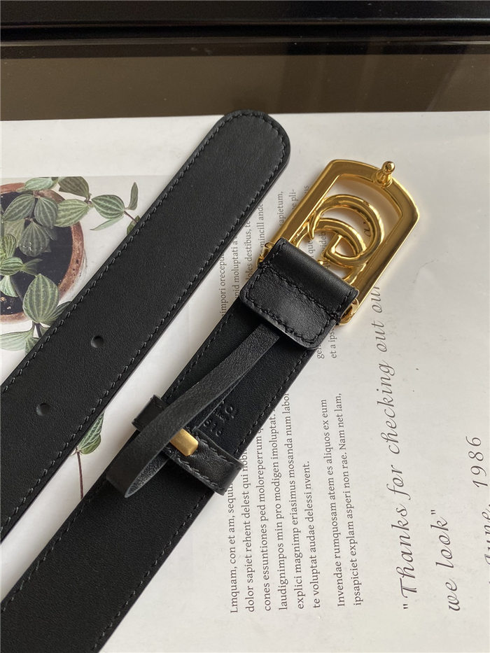 Gucci Thin belt with framed Double G buckle Gold 30mm High