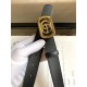 Gucci Thin belt with framed Double G buckle Gold 30mm High