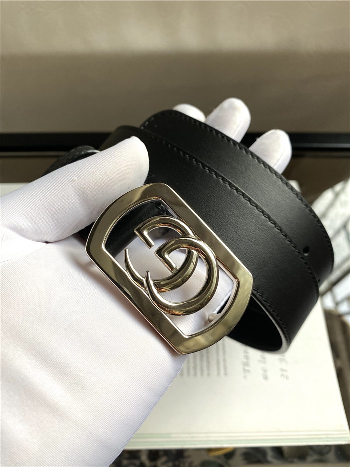 Gucci Thin belt with framed Double G buckle Silver 30mm High