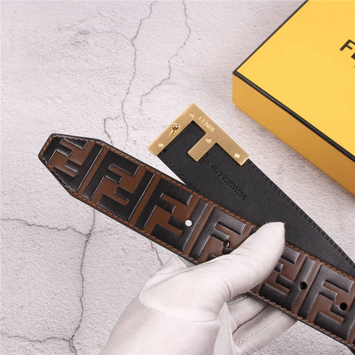 Fendi Leather Belt 38mm F Buckle High