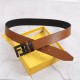 Fendi Leather Belt 40mm FF Buckle Tan High