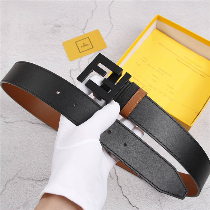 Fendi Leather Belt 40mm FF Buckle Tan High