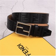 Fendi FF Leather Belt 38mm Baguette Buckle High