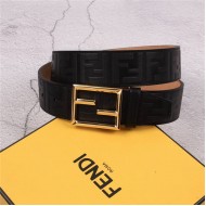 Fendi FF Leather Belt 38mm Baguette Buckle High