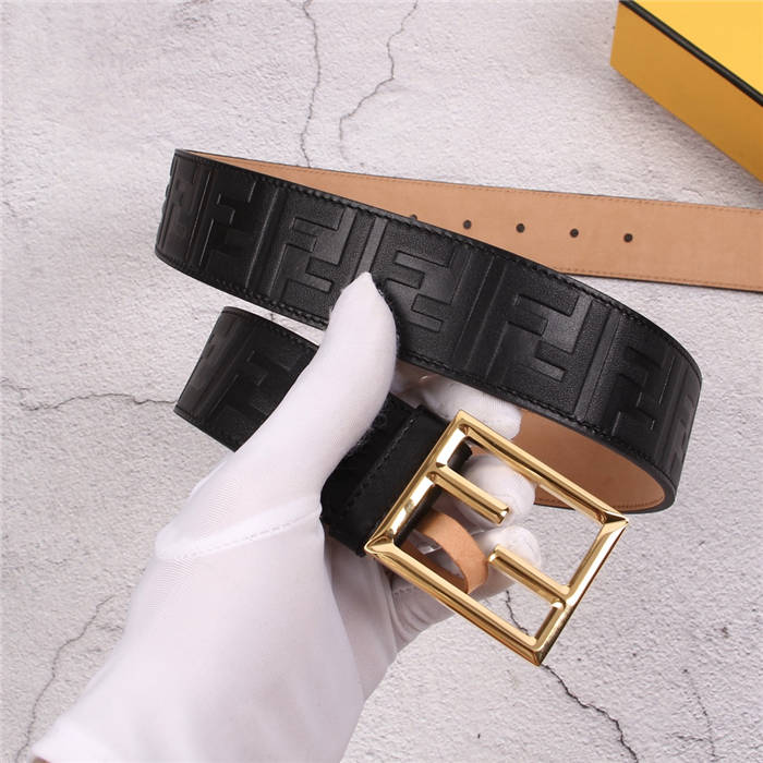 Fendi FF Leather Belt 38mm Baguette Buckle High