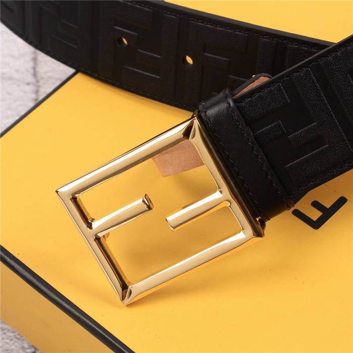 Fendi FF Leather Belt 38mm Baguette Buckle High