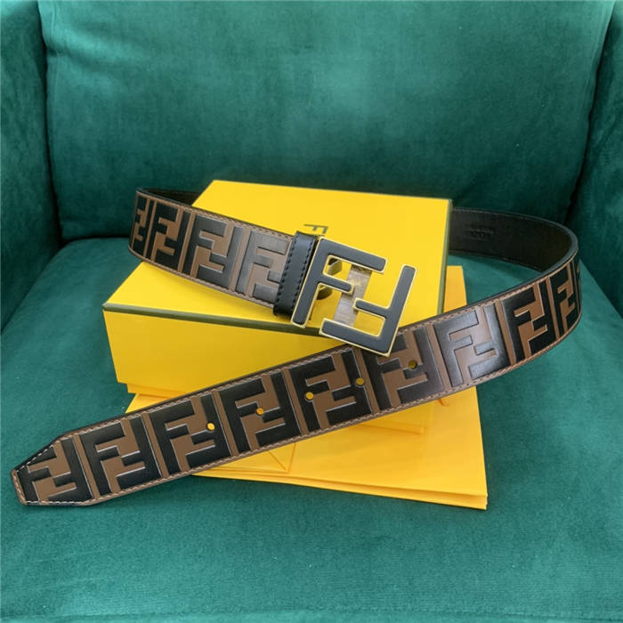 Fendi FF Leather Belt 38mm FF Buckle High