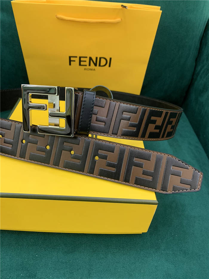 Fendi FF Leather Belt 38mm FF Buckle High