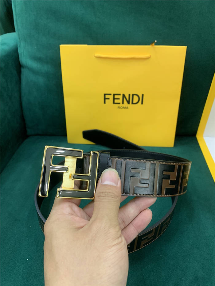 Fendi FF Leather Belt 38mm FF Buckle High