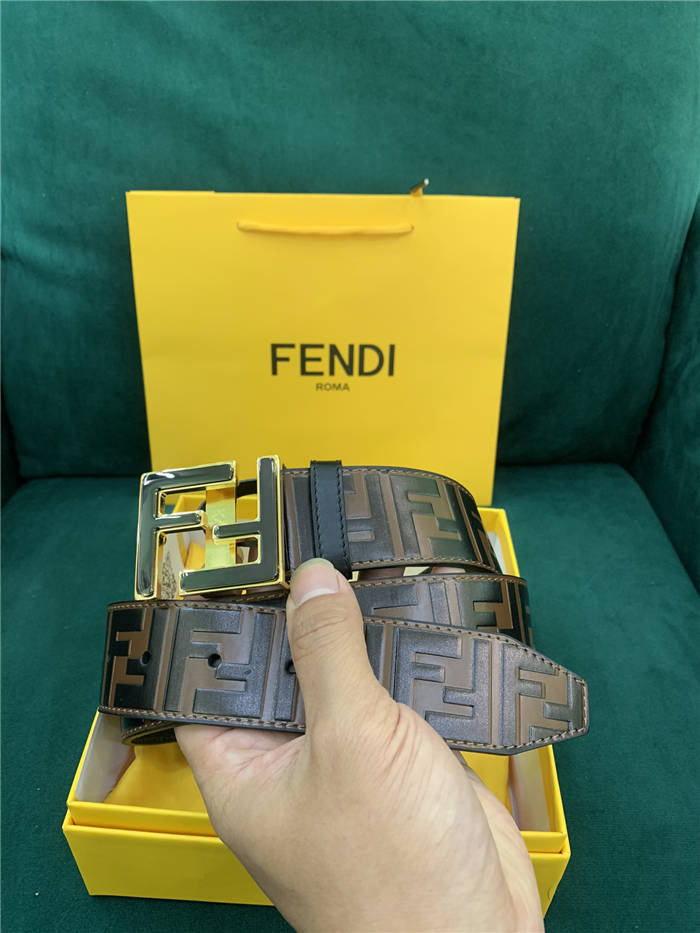 Fendi FF Leather Belt 38mm FF Buckle High