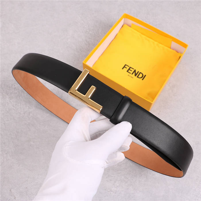 Fendi Leather Belt 38mm F Buckle High