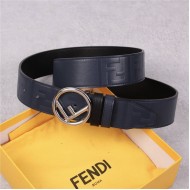 Fendi Leather Belt 38mm Stud-buckle Navy High