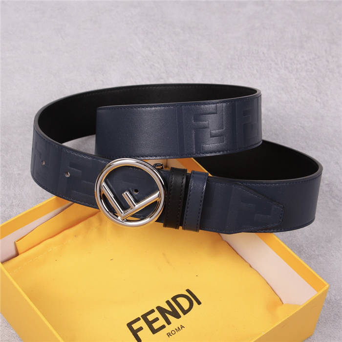 Fendi Leather Belt 38mm Stud-buckle Navy High