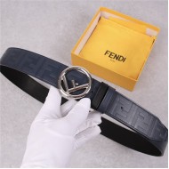 Fendi Leather Belt 38mm Stud-buckle Navy High