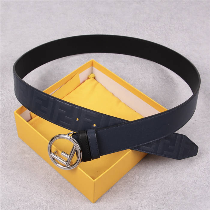 Fendi Leather Belt 38mm Stud-buckle Navy High