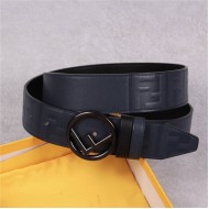 Fendi Leather Belt 38mm Stud-buckle Navy High