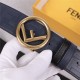 Fendi Leather Belt 38mm Stud-buckle Navy High