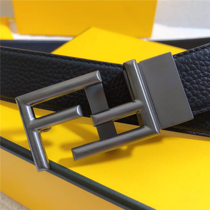 Fendi Leather Belt 34mm FF Buckle Togo High