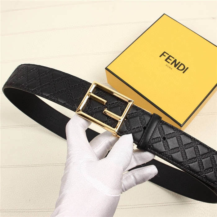 Fendi FF Leather Belt 38mm Baguette Buckle High