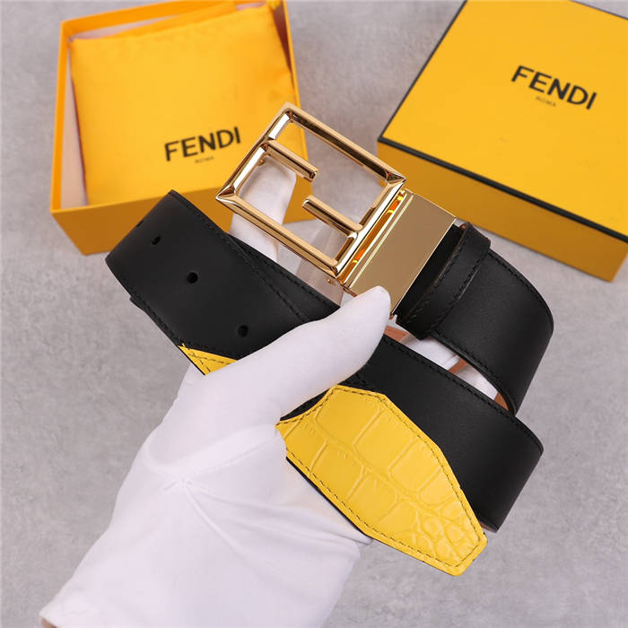 Fendi Leather Belt 38mm Baguette Buckle Crocodile High