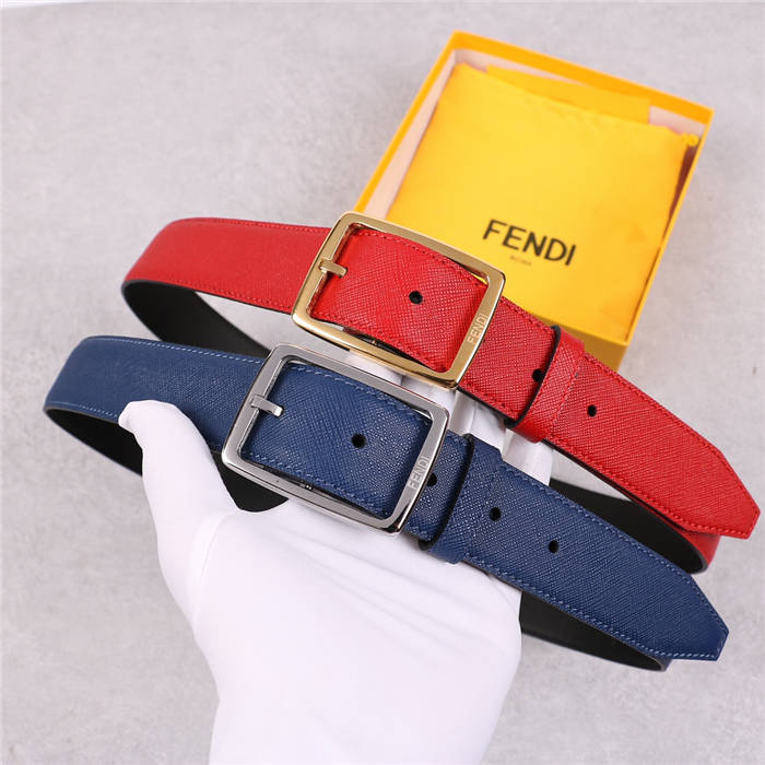 Fendi Leather Belt 35mm Pin Buckle Red High