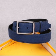 Fendi Leather Belt 35mm Pin Buckle Blue High