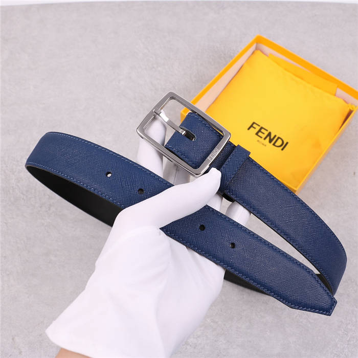 Fendi Leather Belt 35mm Pin Buckle Blue High