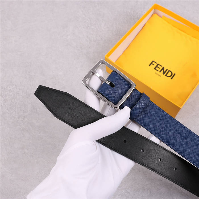 Fendi Leather Belt 35mm Pin Buckle Blue High