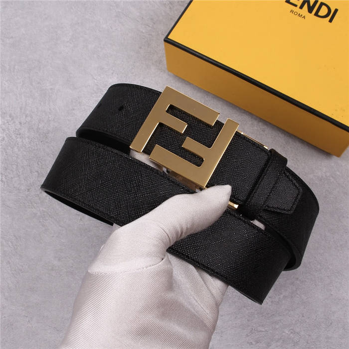 Fendi Leather Belt 38mm FF Buckle Black High