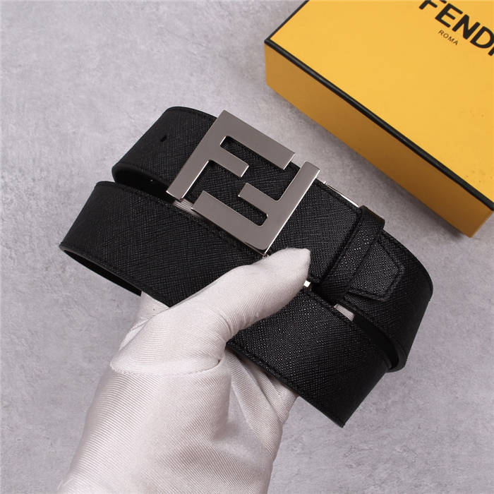 Fendi Leather Belt 38mm FF Buckle Black High