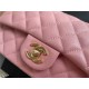 Mini CLASSIC HANDBAG Grained Calfskin Pink Gold Metal A