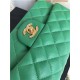 Mini CLASSIC HANDBAG Grained Calfskin Green Gold Metal A