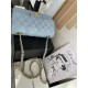 Mini CLASSIC HANDBAG Grained Calfskin Grey-Blue Gold Metal A