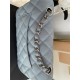 Mini CLASSIC HANDBAG Grained Calfskin Grey-Blue Silver Metal A