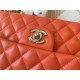 Medium CLASSIC HANDBAG Lambskin Orange Silver Metal A