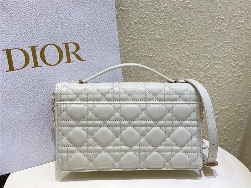 BOLSO MISS DIOR TOP HANDLE Cannage Lambskin White High