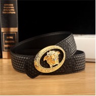 Versace Medusa Round Buckle Leather Belt 38mm High