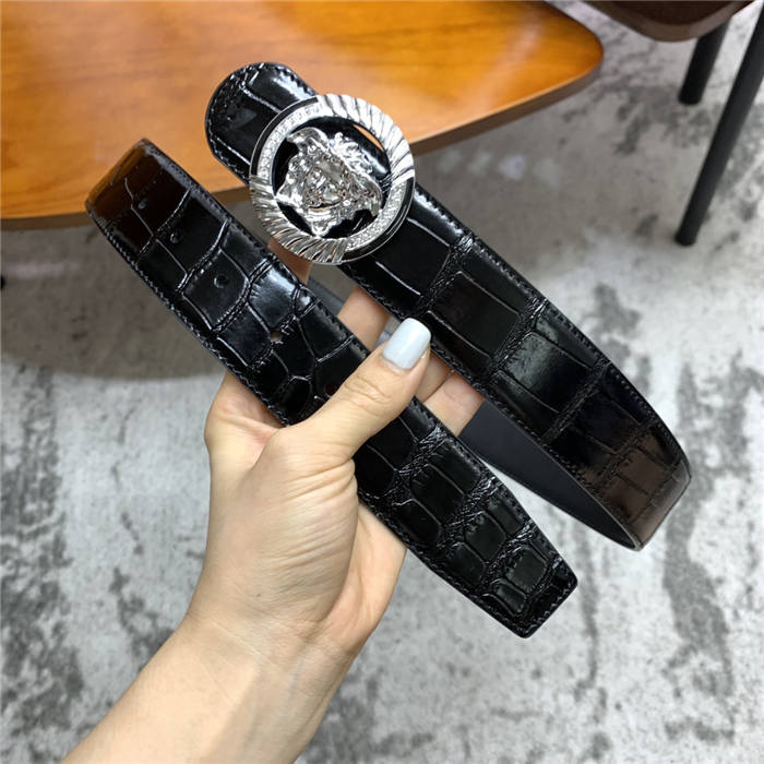 Versace Round buckle belt Crocodile 38mm High