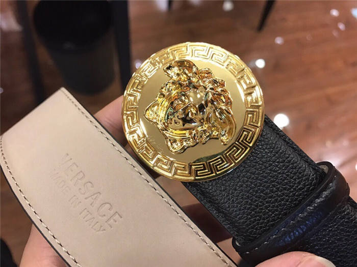 Versace Medusa Round Buckle Leather Belt 38mm High