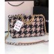 Large Chanel 19 Flap Bag Tweed Gold-Tone Houndstooth Black-Beige High