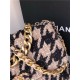 Large Chanel 19 Flap Bag Tweed Gold-Tone Houndstooth Black-Beige High